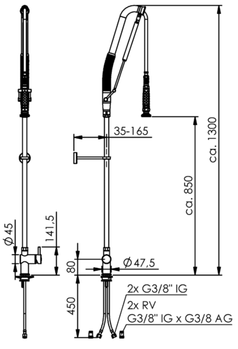 Einhebel-Standbatterie mit Schwenkarm 301-102/220-295