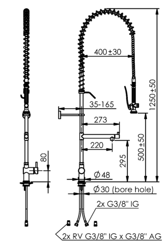 321-102/220-295 Einhebel-Standbatterie mit Schwenkventil