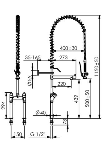 325-201/220-440 Zweigriffmischbatterie mit Schwenkauslauf